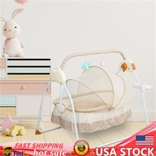 Portable Electric Bluetooth Baby Swing Cradle Bassinet Rocking Crib Infant Bed