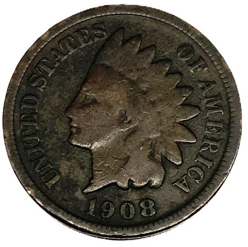 1908 S Indian Head Cent Penny - G Good - 1c United States Coin - 2488