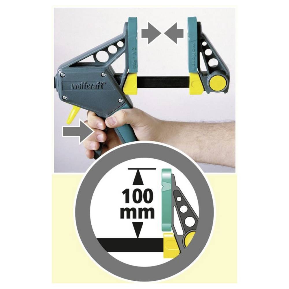 Serre-joint à une main EHZ PRO Wolfcraft pour débloquer et stabiliser vos collages difficiles - 4
