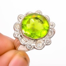 Peridot Gemstone 925 Silver Plated Ring s.8 TR7508-2139