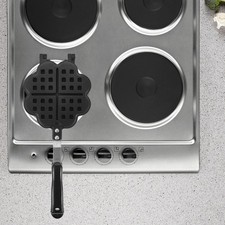 Double Sided Cast Aluminum Waffle Mold Kitchen Baking Tool Black Non Stick