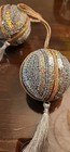 Victorian Style Christmas Ornaments 4 Ribbons Tassels Pink Blue Faux Pearls — photo 2
