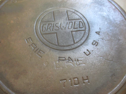 Vintage GRISWOLD Cast Iron Skillet Frying Pan # 9 Large Slant Logo DOUBLE ERIE