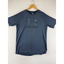Under Armour Graphic T-Shirt Kids Small Gray Short Sleeve Loose Fit Logo
