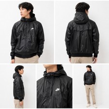 Nike Windrunner Hooded Jacket M Black Windbreaker Hood Running Travel Athleisure