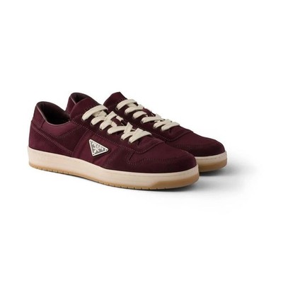 Prada Milano 2EE364 Men Dark Red Suede Fabric Downtown Sneakers shoes UK 9
