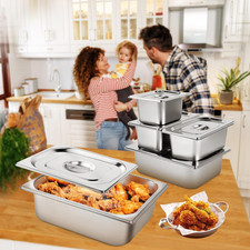 6 Packs 1/2 Half Size Hotel Pan Lids 12.9 L X 10.6 W Stainless Steel Steam Table