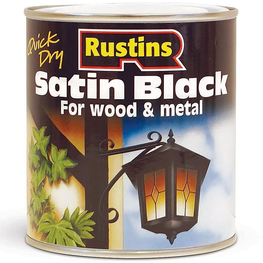 Rustins Quick Dry Satin Black Paint 1L