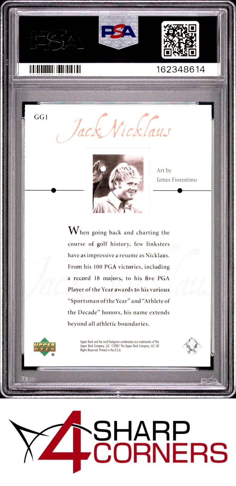 2001 UPPER DECK GOLF GALLERY #GG1 JACK NICKLAUS HOF PSA 10 view 2