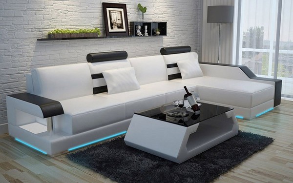 Ledersofa MaßFertigung Couch Wohnlandschaft Ecksofa Garnitur Design Sofa Usb Neu-image