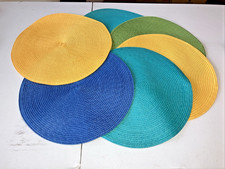 Woven Braided Table Placemats 15 Inches Round Set of 6 Bright Solids