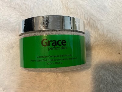 Grace Collagen Complex Salt Scrub 10 Oz, Vit E, Plant Stem Cell, Hyaluronic B-1