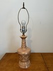 Vintage Mid-Century Glazed Ceramic Pink With Gold Lamp — photo 1