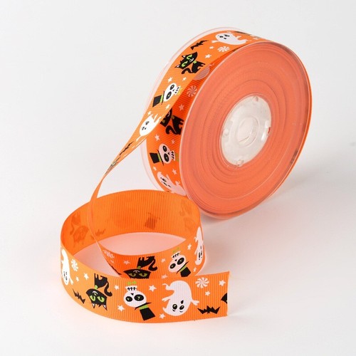 Halloween Themed Ribbon Various Designs Spider Web Friendly Fiends 1 or 2 Metres - Picture 6 of 8