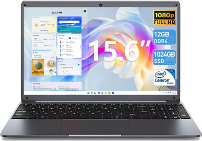 SGIN 15.6 '' Laptop Dual core Intel Celeron 12GB RAM 1024GB SSD 1080P  Computer
