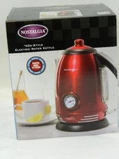 Nostalgia Retro Stainless Steel Electric Tea and Water Kettle, 1.7 Liters