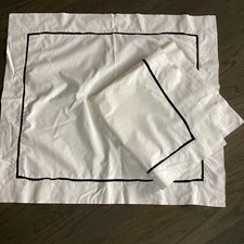 2 Pc 1 Pr Ralph Lauren Made In Italy Cotton Euro Sham W/ Black Border