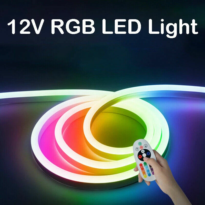 5m DC12V RGB Neon LED Rope Light Flexible Strip Store AD Boat Car Bar Sign Decor
