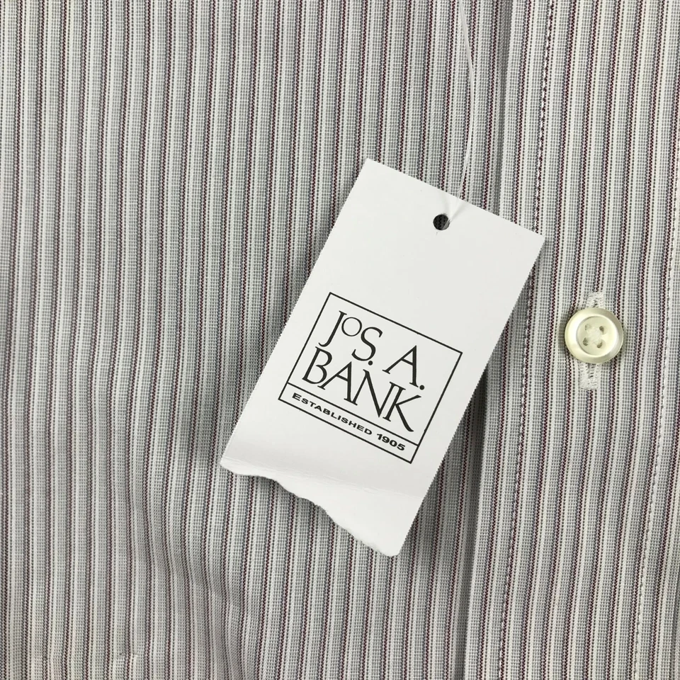 Jos A Bank Shirt Mens 17-36 Brown Striped Tailored Fit Long Sleeve Button Up NWT - Image 4 of 4