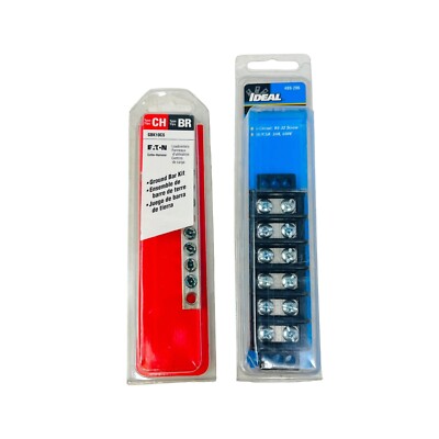 2 pcs Eaton GBK10CS Terminal Ground Bar Kit and Ideal 89-206 Terminal Strip