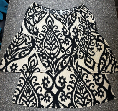 Pink Coconut Boutique Black and Beige Bell Sleeves Above Knee Dress