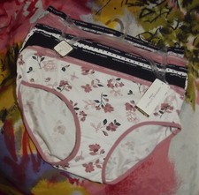 5 NEW ADRIENNE VITTADINI AV9540 5PKCG SIGNATURE WAIST COTTON HIPSTER PANTIES L