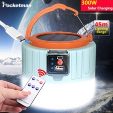 Remote Control Solar LED Camping Lantern USB Rechargeable Light Bulb Tent Light