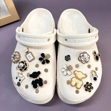 Black & Yellow Metal Bear and Accessories Shoes Charm Set