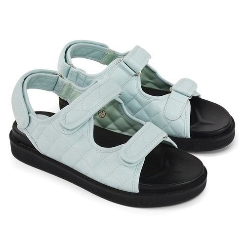 Womens Quilted Double Strap Flat Dad Sandals Ladies Flexible Sole Shoes Size 3-8 - Picture 7 of 41