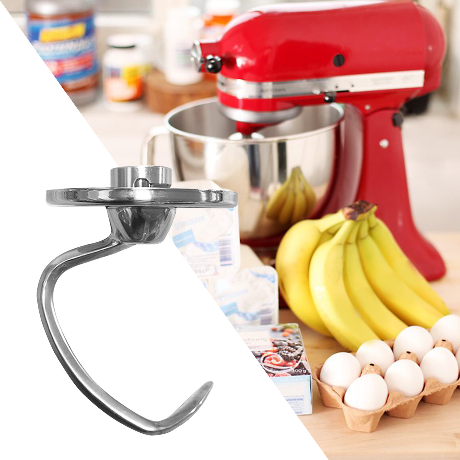 Küchenmaschine für KitchenAid Zubehör 5QT Knethaken aus Edelstahl Praktisch DE