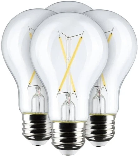 Satco S12465 - 8 Watt A19 LED Clear Light Bulbs - 5000K - (1) 4 PK - Picture 1 of 9