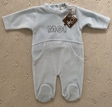 Clayeux Boys Blue Velour All-In-One 3 Months. Never Worn.