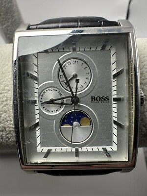 Hugo Boss Moon Phase Mens Tank Watch 36MM