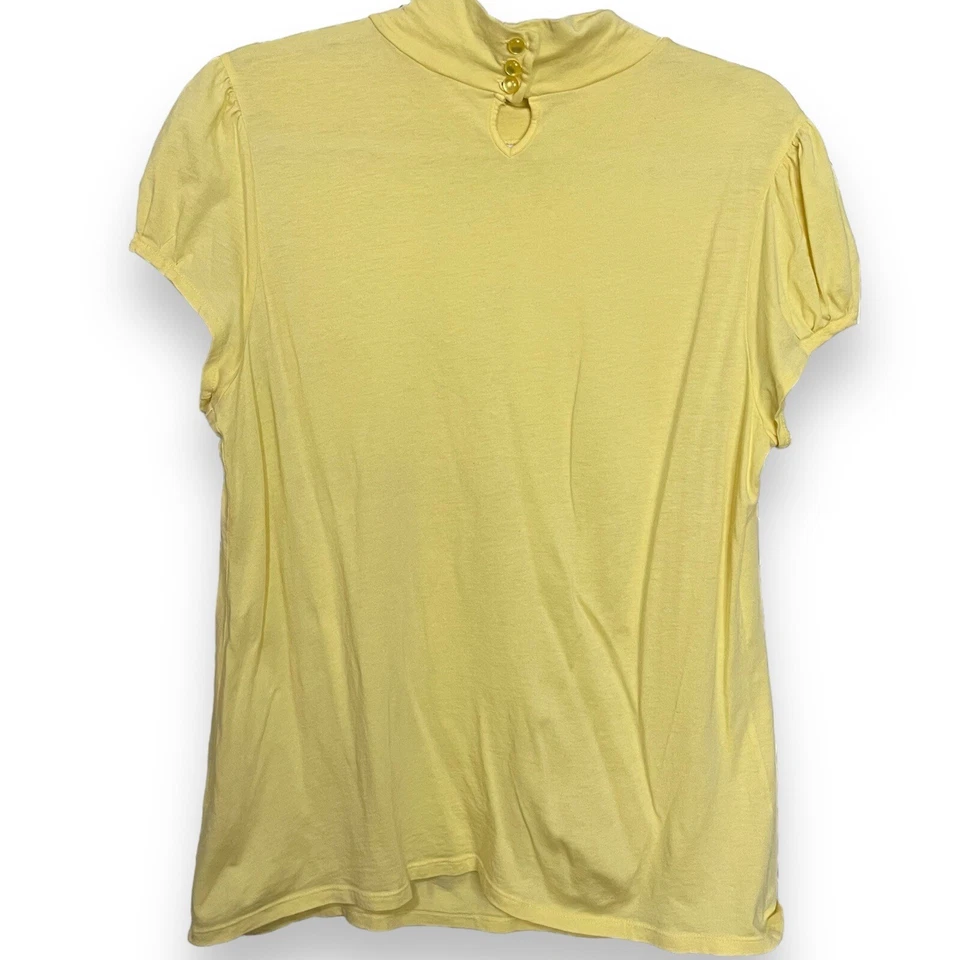 Cato Mock Neck T-Shirt Women's Large Yellow Blouse Casual Easter Top Boho Retro - Image 3 of 4
