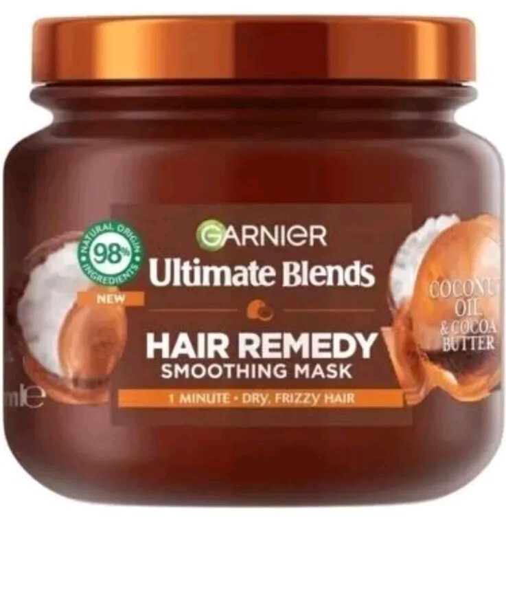 GARNIER Ultimate Blends Remedio para el Cabello Mascarilla Suavizante Seco Encrespado NUEVO Coco VEGANO