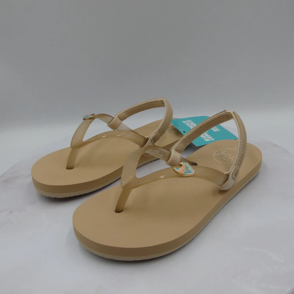 Reef Sandals Toddler Girls 10 Beige Flip Flops Slingback Little Charming Oasis - Image 2 of 4
