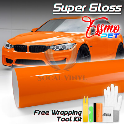 ESSMO PET Super Gloss Lava Orange Car Vehicle Vinyl Wrap Decal Glossy Like Paint