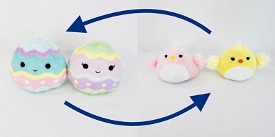 Squishmallow 5'' Flip-A-Mallow Lot of 2 Easter Egg/Chick Waylon/Trina Edie/Aimee