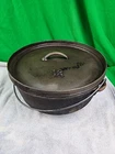 Vintage Unmarked Lodge #12 CO D USA Cast Iron Pot Camp Dutch Oven 3 Footed Lid