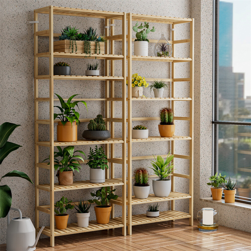 Freestanding Storage Shelf Unit 6-tier Bamboo Storage Rack