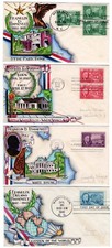 #930-33 Franklin D. Roosevelt Set/4 Dorothy Knapp Hand Painted 1945-46 FDCs