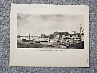 Westminster from Below York Watergate, London - antiker Druck - 1920