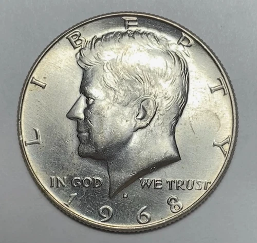 1968-D 50C Kennedy Half Dollar Uncirculated 40% Silver
