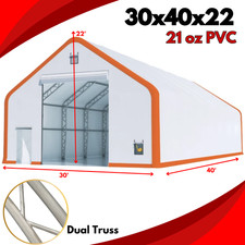 30x40x22 DUAL TRUSS *21oz PVC* Canvas Fabric Storage Building Shelter Barn Shop