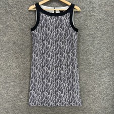 Ann Taylor Dress Women S Black Geometric Shift Midi Lined Sleeveless