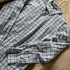 Michael Kors Slim Fit XL Blue White Checkered Button Down Shirt