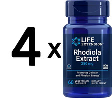 4 x Life Extension Rhodiola Extract, 250mg - 60 vcaps (312,29 EUR/kg)