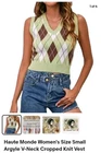 Haute Monde Argyle Knit Sweater Vest – Sage & Brown (Size S)