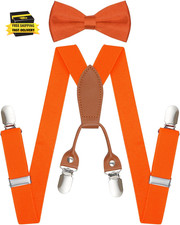 Kids Boys Suspenders Bowtie Sets Adjustable Suspenders and Pre-Tied Bow Tie with