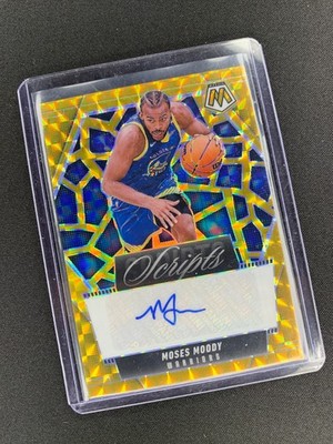 Moses Moody 2024-25 Panini Mosaic Auto Scripts Gold /10 Auto Warriors